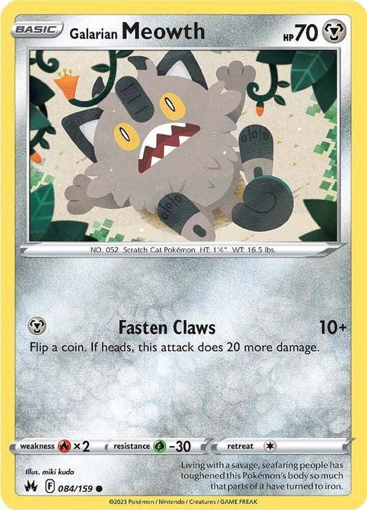 Pokemon Galarian Meowth 84/159 Crown Zenith