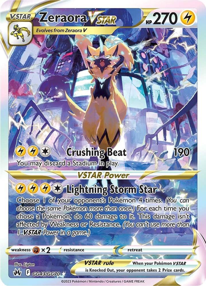Pokemon Zeraora VSTAR GG43/GG70 Crown Zenith