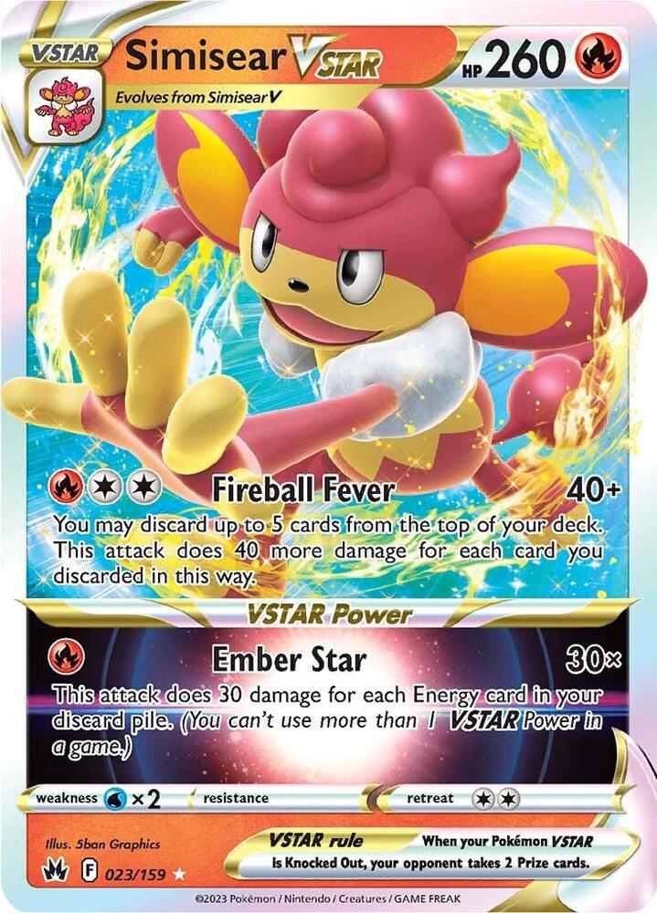 Pokemon Simisear VSTAR 23/159 Crown Zenith