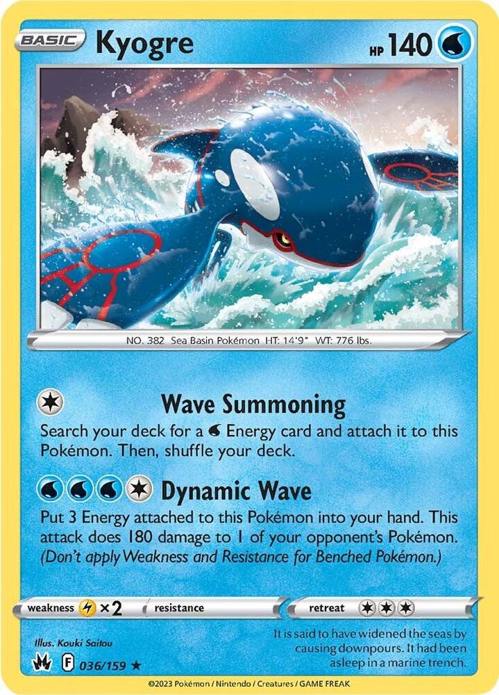 Pokemon Kyogre 36/159 Crown Zenith