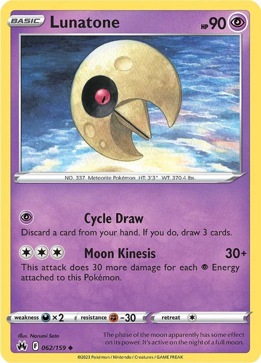 Pokemon Lunatone 62/159 Crown Zenith