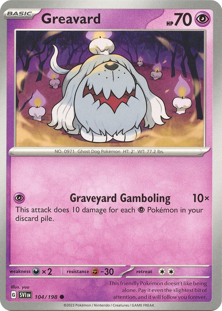 Pokemon Greavard 104/198 Scarlet & Violet