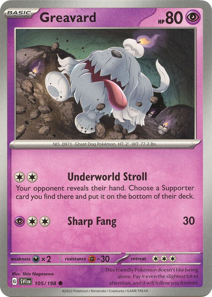 Pokemon Greavard 105/198 Scarlet & Violet