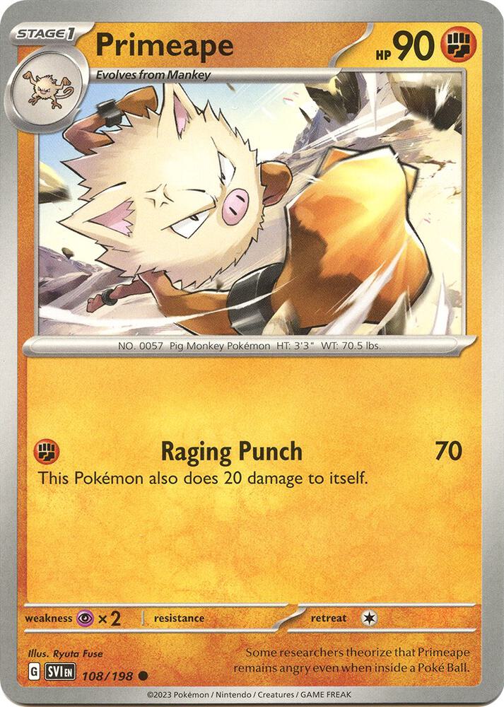 Pokemon Primeape 108/198 Scarlet & Violet