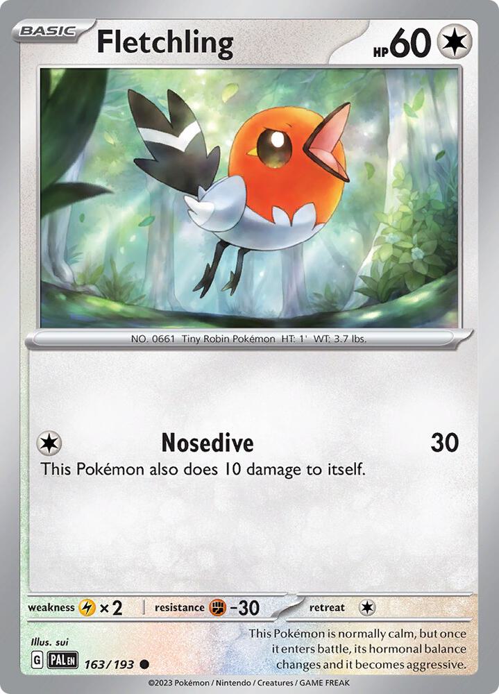 Pokemon Fletchling 163/193 Paldea Evolved