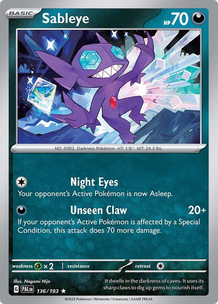 Pokemon Sableye 136/193 Paldea Evolved