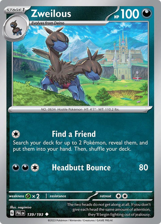 Pokemon Zweilous 139/193 Paldea Evolved