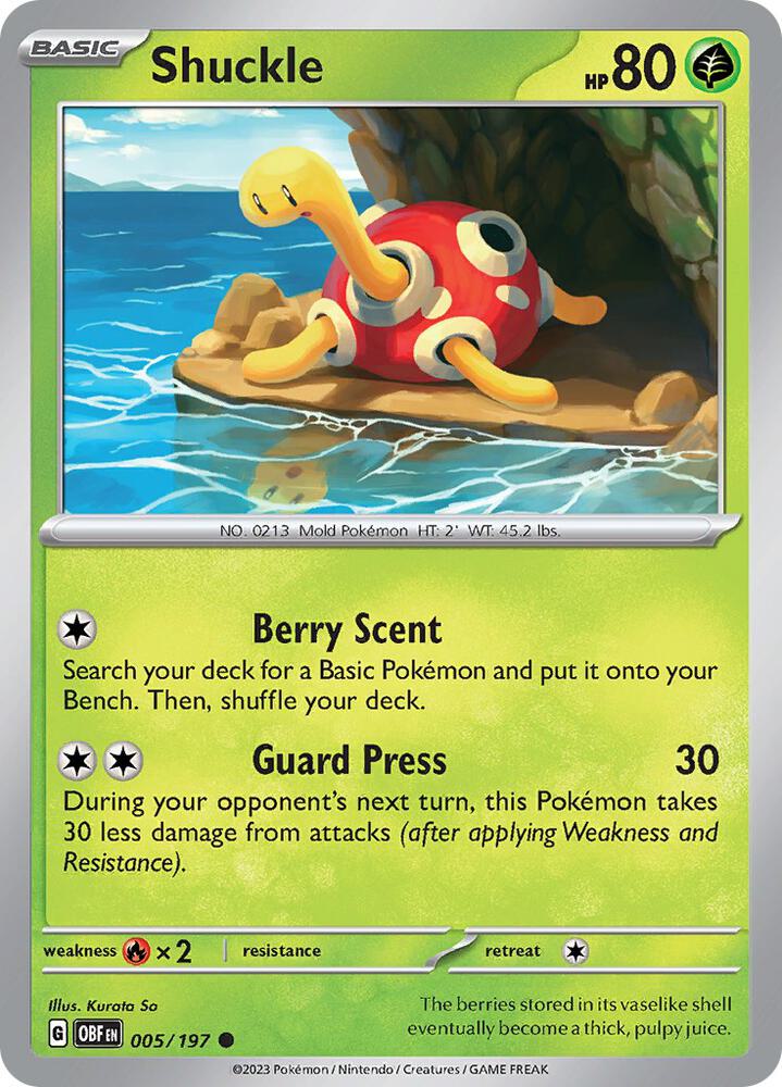 Pokemon Shuckle 5/197 Obsidian Flames