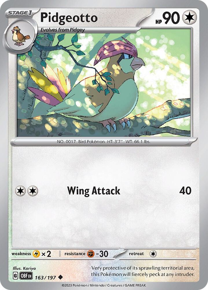 Pokemon Pidgeotto 163/197 Obsidian Flames