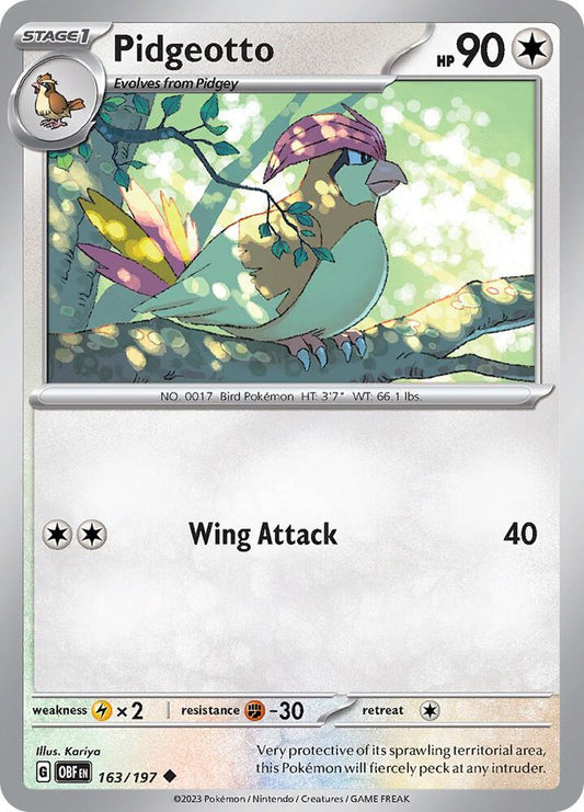 Pokemon Pidgeotto 163/197 Obsidian Flames