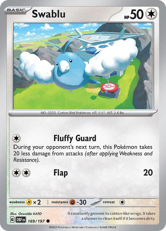 Pokemon Swablu 169/197 Obsidian Flames