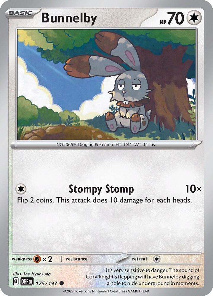Pokemon Bunnelby 175/197 Obsidian Flames