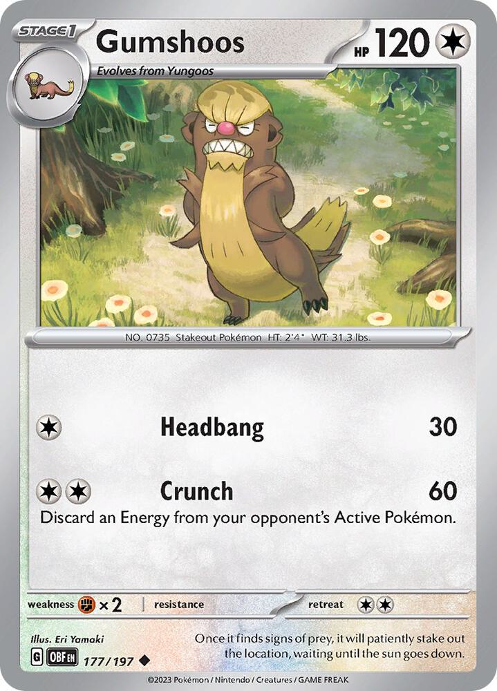 Pokemon Gumshoos 177/197 Obsidian Flames