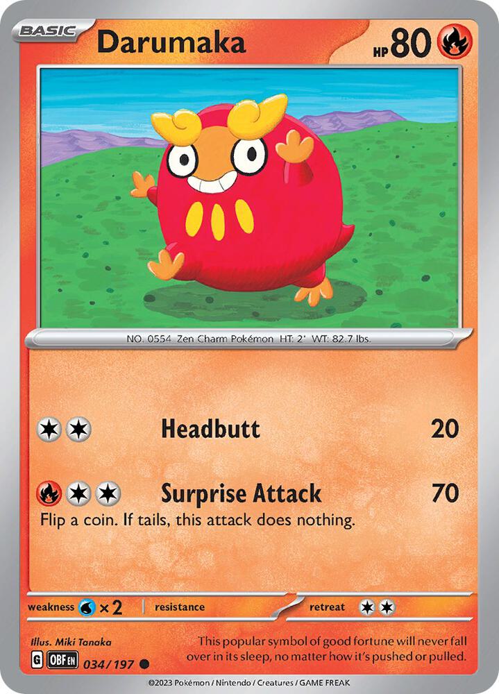 Pokemon Darumaka 34/197 Obsidian Flames