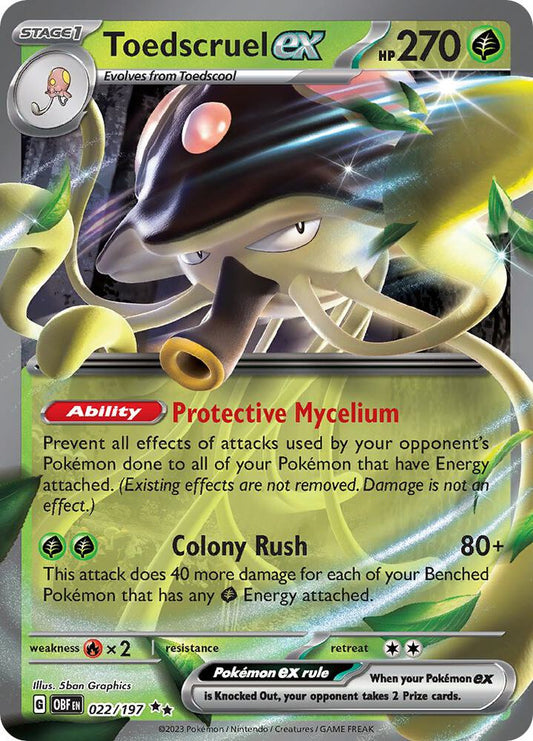 Pokemon Toedscruel ex 22/197 Obsidian Flames