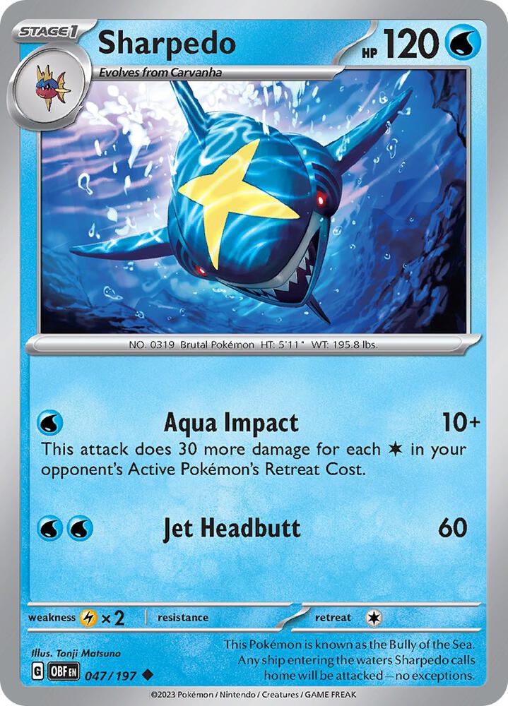 Pokemon Sharpedo 47/197 Obsidian Flames