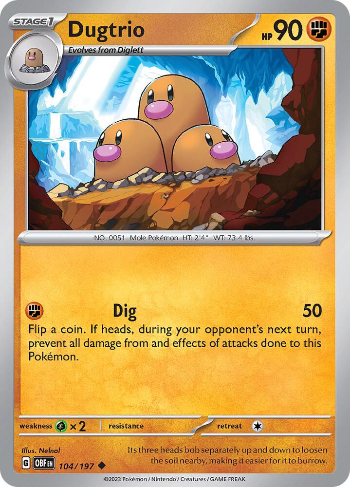 Pokemon Dugtrio 104/197 Obsidian Flames