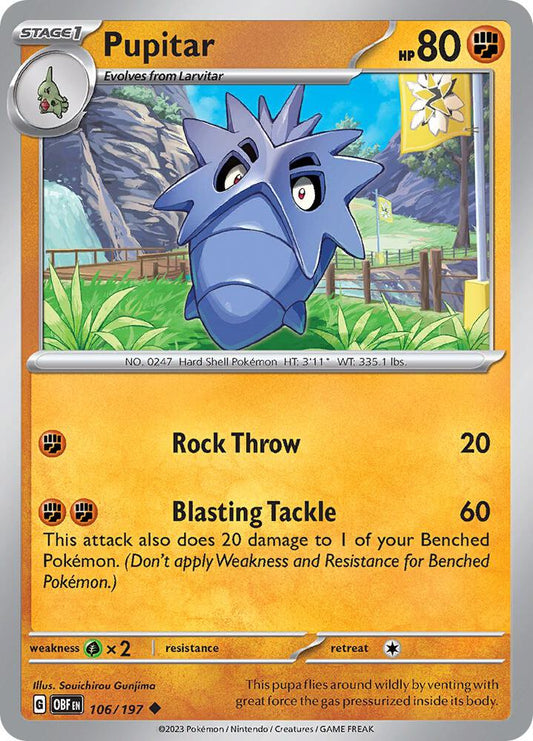 Pokemon Pupitar 106/197 Obsidian Flames