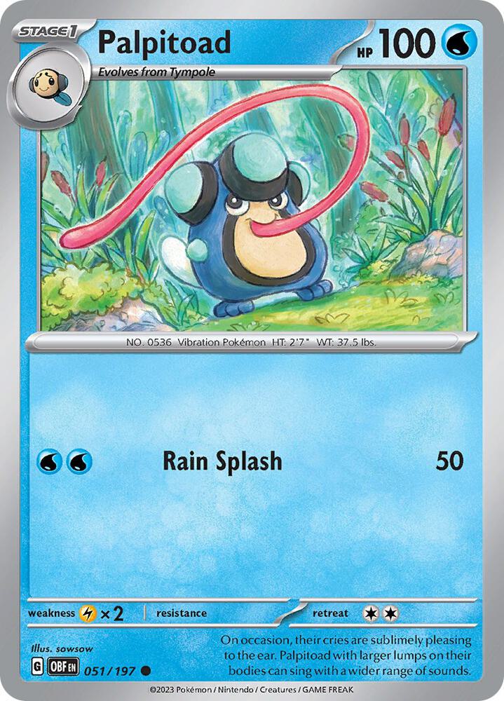 Pokemon Palpitoad 51/197 Obsidian Flames