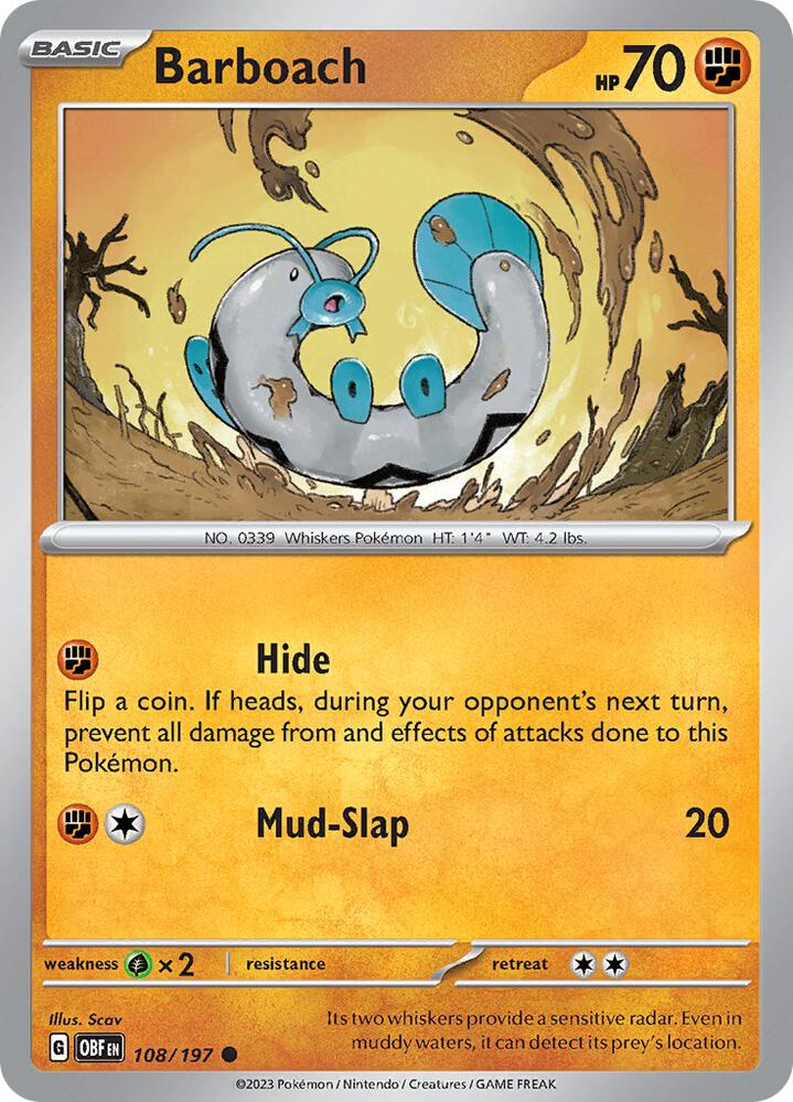 Pokemon Barboach 108/197 Obsidian Flames