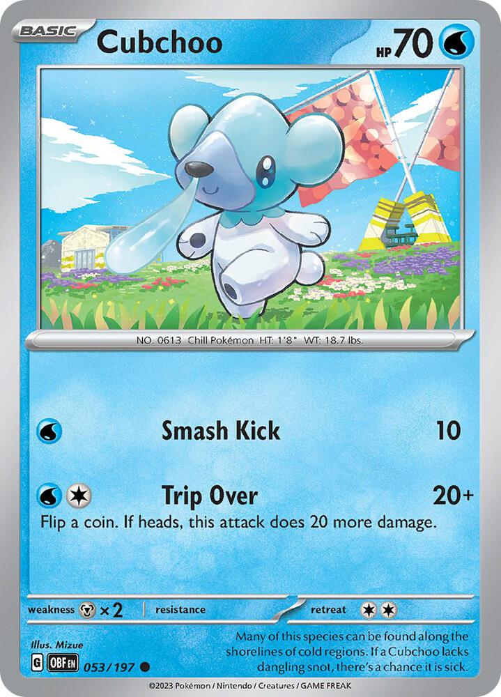Pokemon Cubchoo 53/197 Obsidian Flames