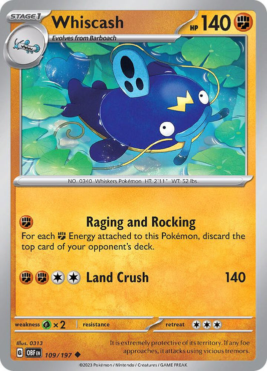 Pokemon Whiscash 109/197 Obsidian Flames