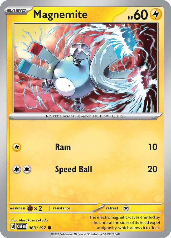 Pokemon Magnemite 63/197 Obsidian Flames