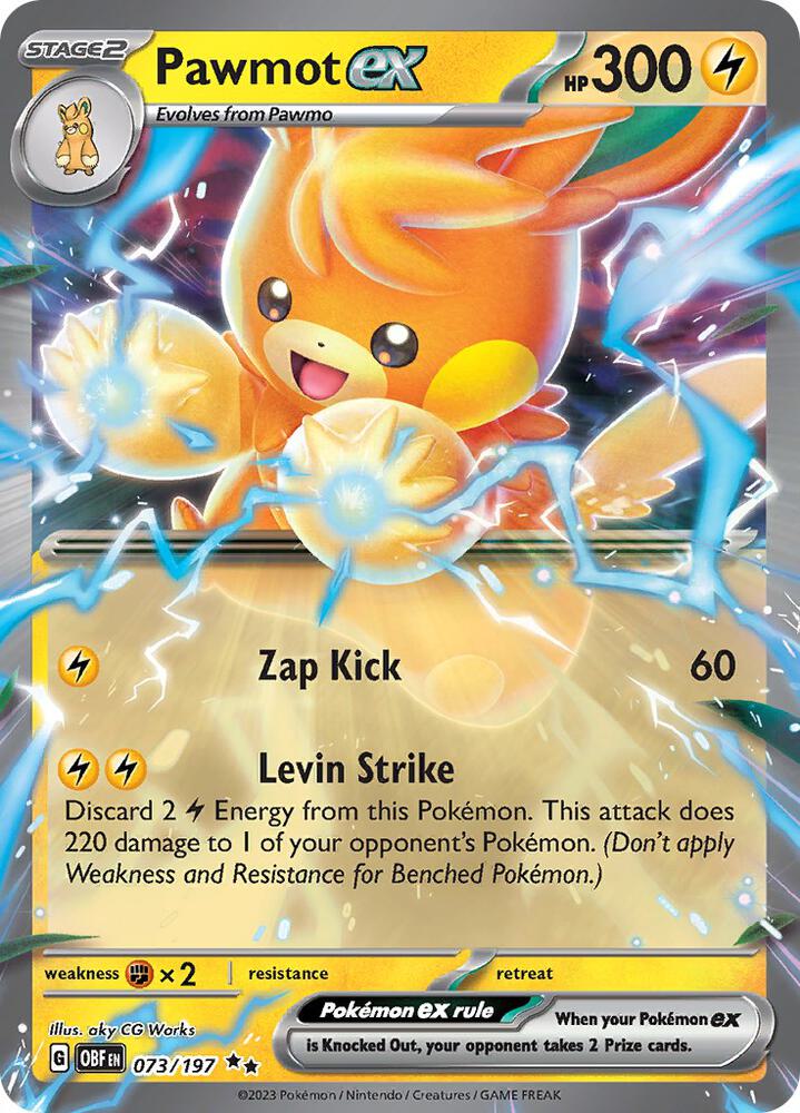Pokemon Pawmot ex 73/197 Obsidian Flames