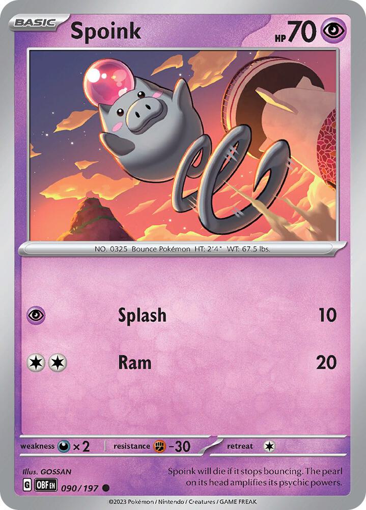 Pokemon Spoink 90/197 Obsidian Flames