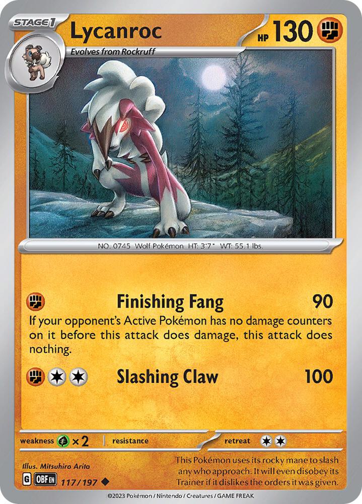 Pokemon Lycanroc 117/197 Obsidian Flames