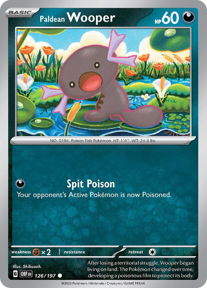 Pokemon Paldean Wooper 126/197 Obsidian Flames