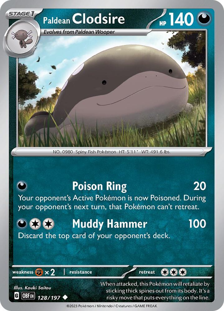 Pokemon Paldean Clodsire 128/197 Obsidian Flames