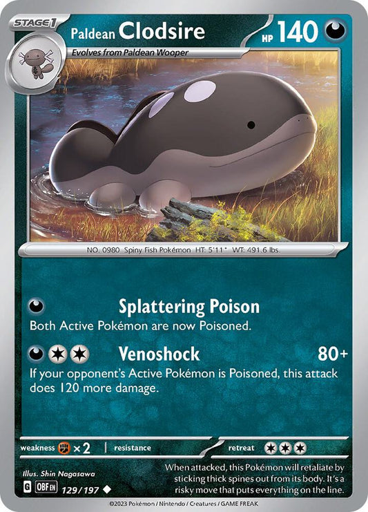 Pokemon Paldean Clodsire 129/197 Obsidian Flames