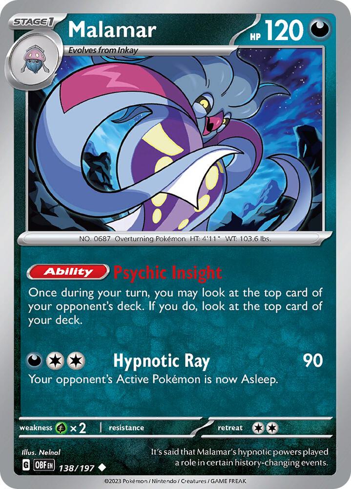 Pokemon Malamar 138/197 Obsidian Flames