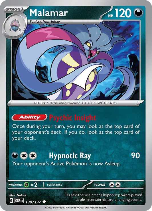 Pokemon Malamar 138/197 Obsidian Flames