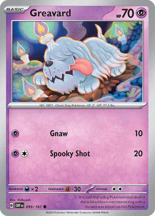 Pokemon Greavard 99/197 Obsidian Flames