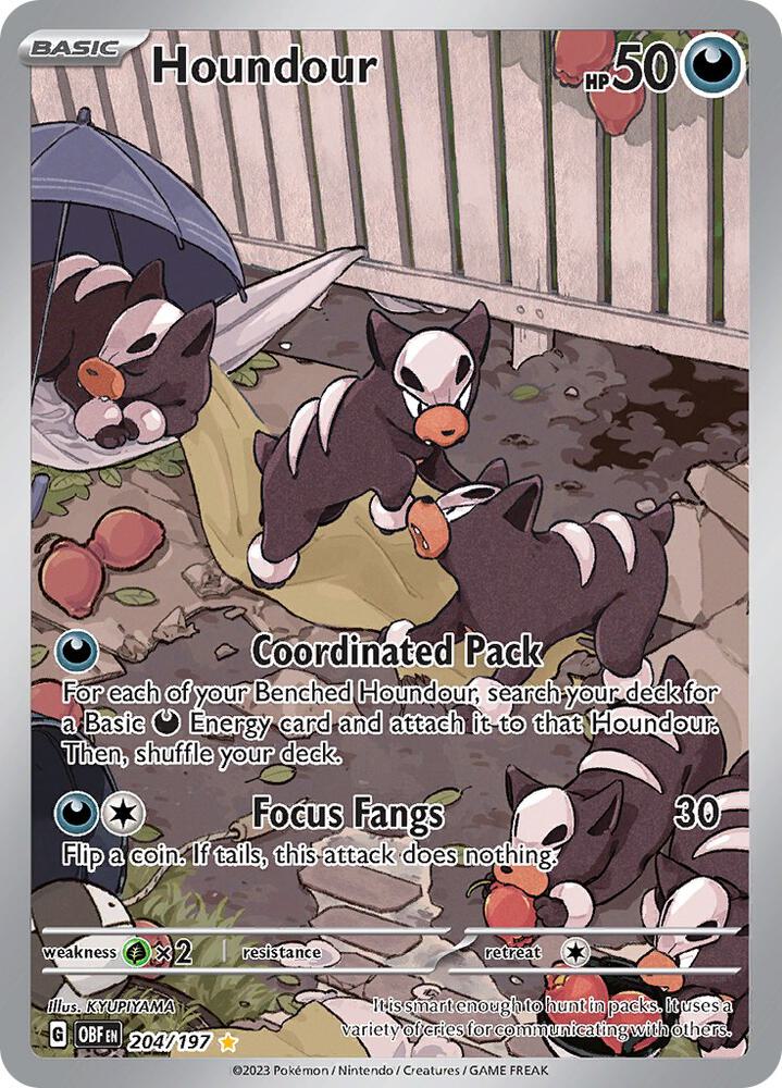 Pokemon Houndour 204/197 Obsidian Flames