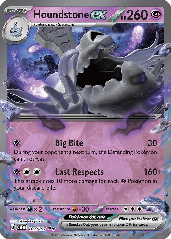 Pokemon Houndstone ex 102/197 Obsidian Flames