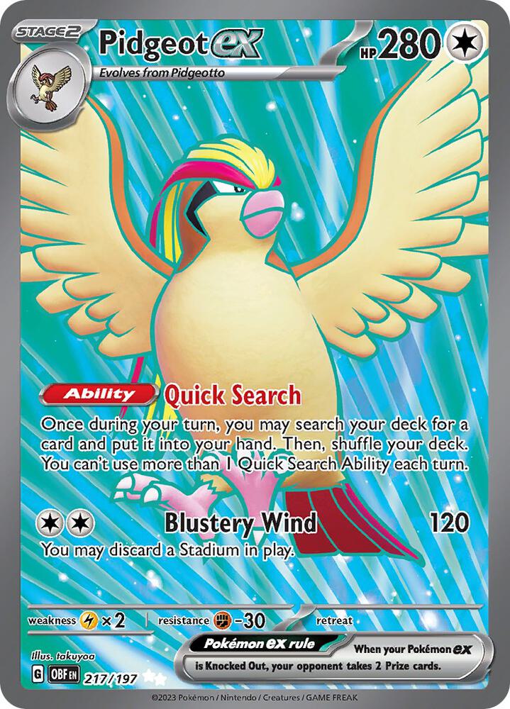 Pokemon Pidgeot ex 217/197 Obsidian Flames