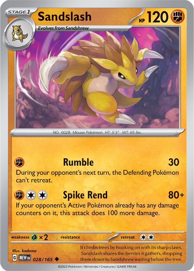 Pokemon Sandslash 28/165 151