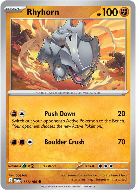 Pokemon Rhyhorn 111/165 151