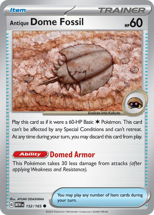 Pokemon Antique Dome Fossil 152/165 151
