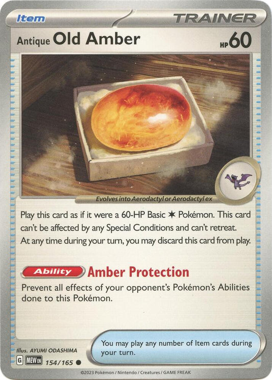 Pokemon Antique Old Amber 154/165 151