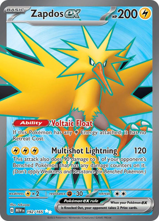 Pokemon Zapdos ex 192/165 151