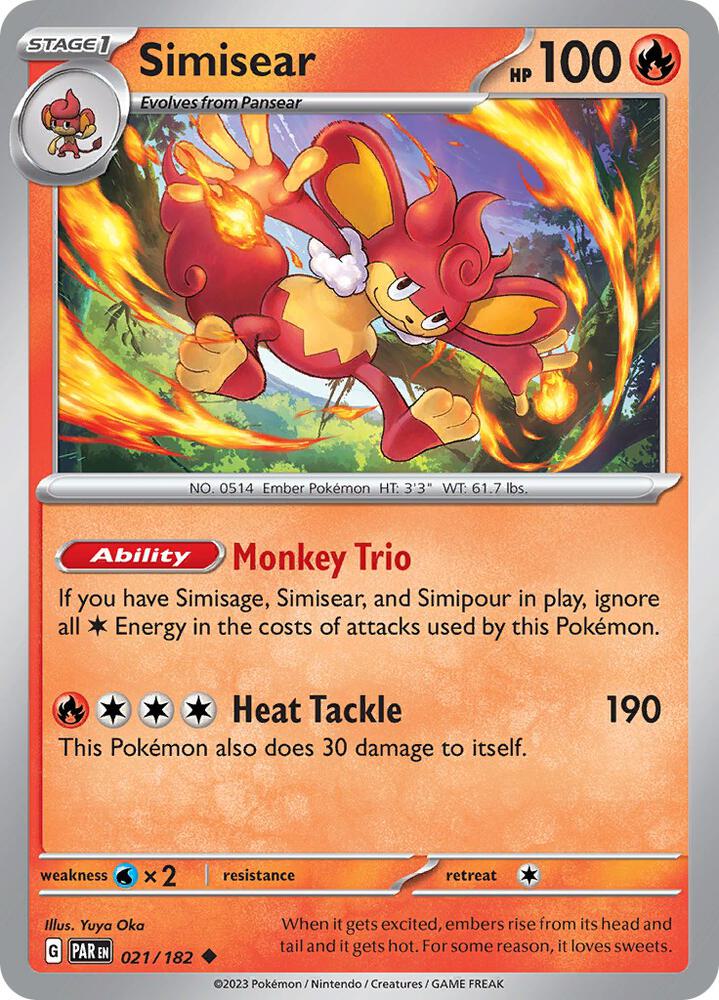 Pokemon Simisear 21/182 Paradox Rift