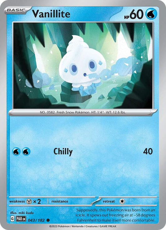 Pokemon Vanillite 43/182 Paradox Rift