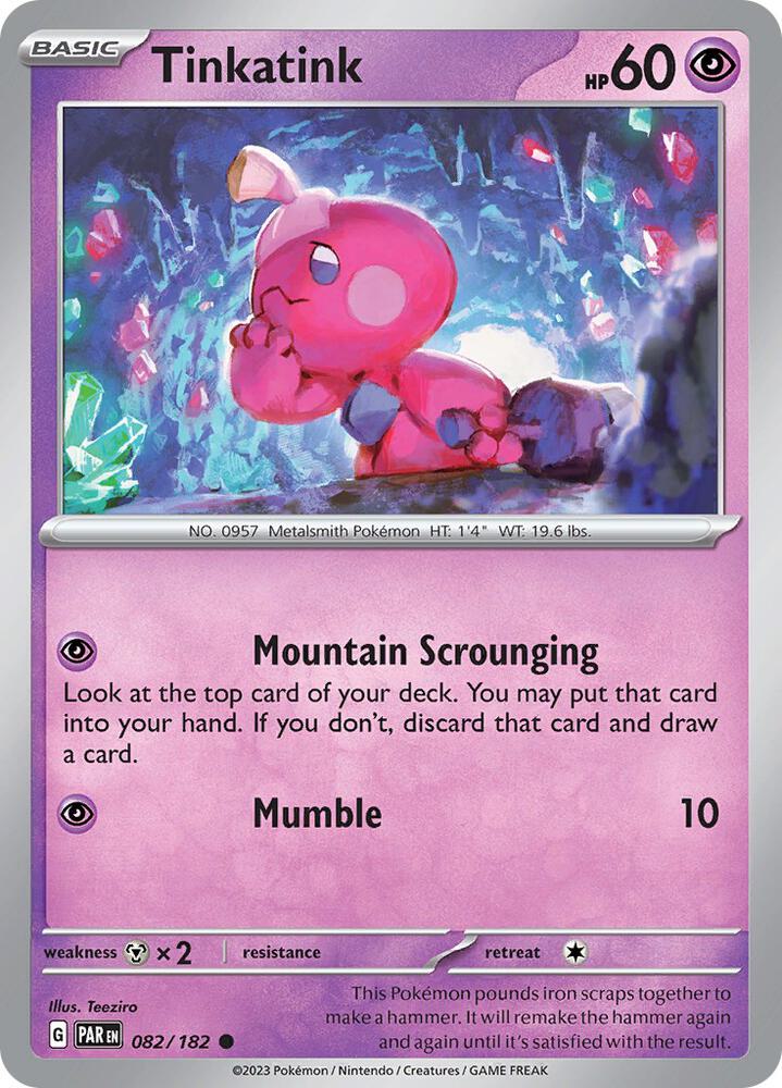 Pokemon Tinkatink 82/182 Paradox Rift