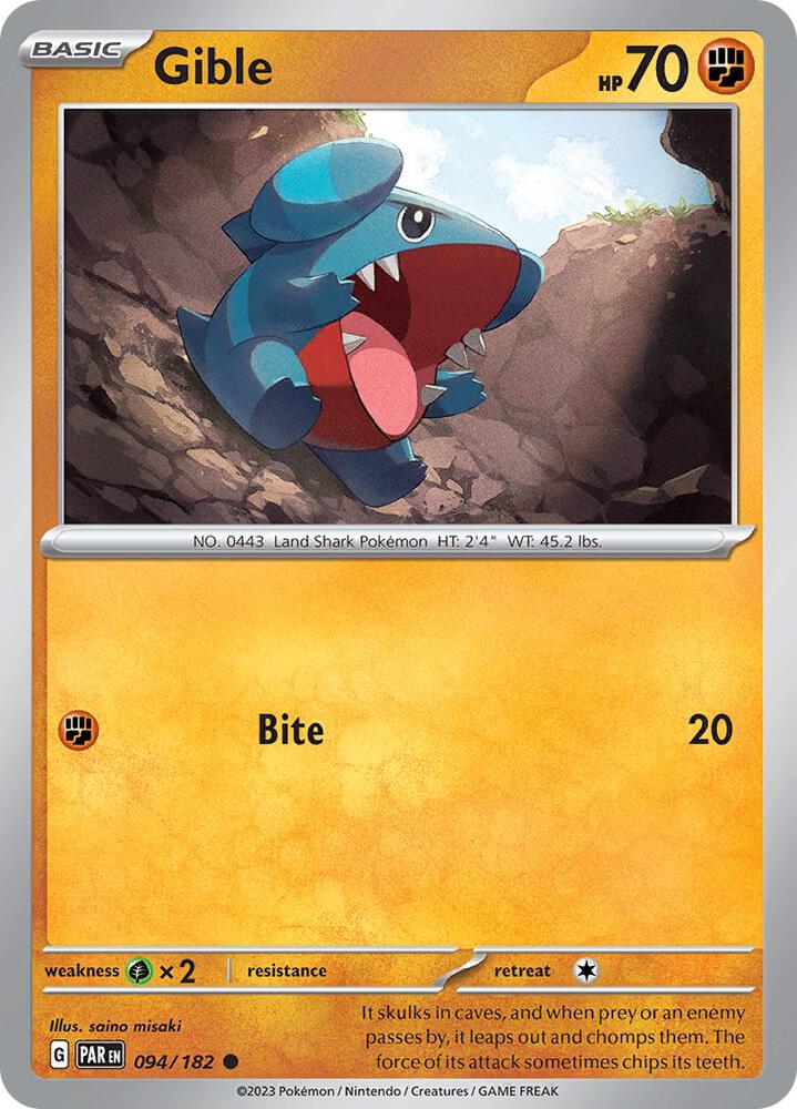 Pokemon Gible 94/182 Paradox Rift