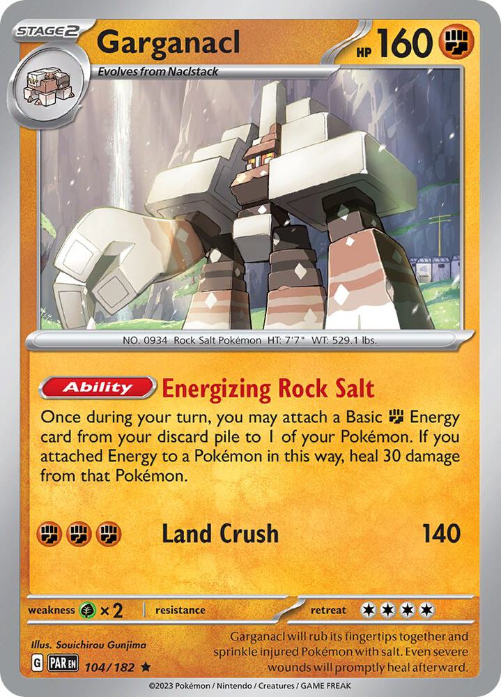 Pokemon Garganacl 104/182 Paradox Rift