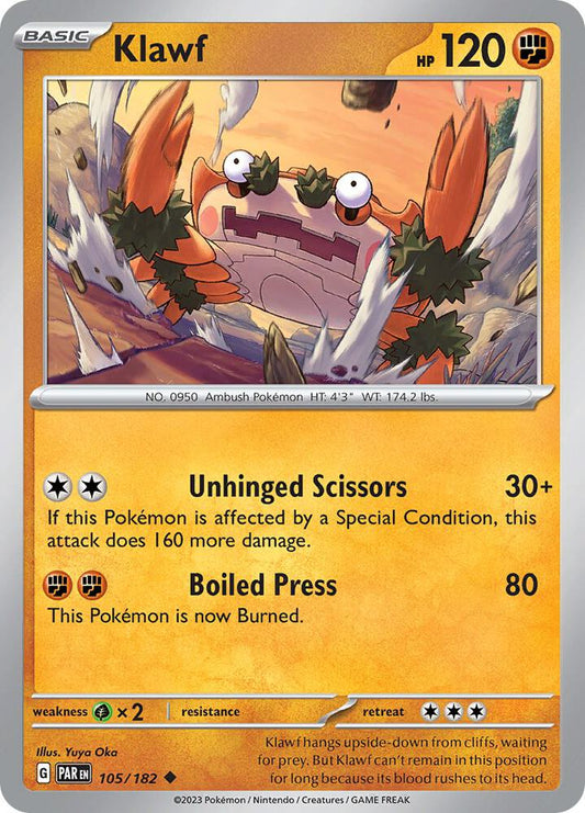 Pokemon Klawf 105/182 Paradox Rift